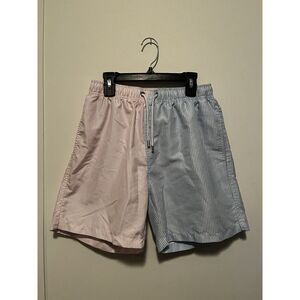 Franks Swimwear Board Shorts Blue And‎ Pink Stripes No Netting Size Medium